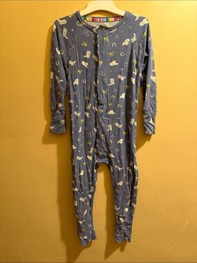 Magnetic Blue Blue Cowboy Print Kids One-Piece Pajama